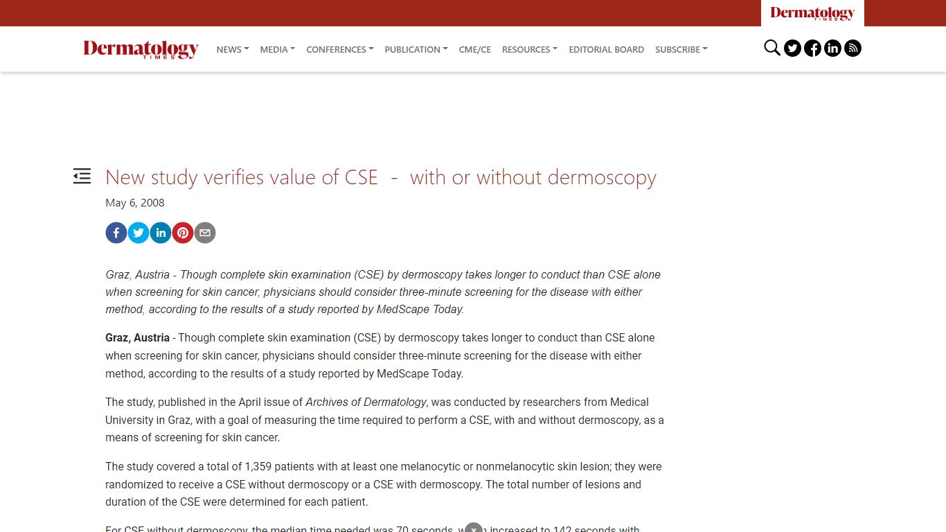 New study verifies value of CSE - with or without dermoscopy